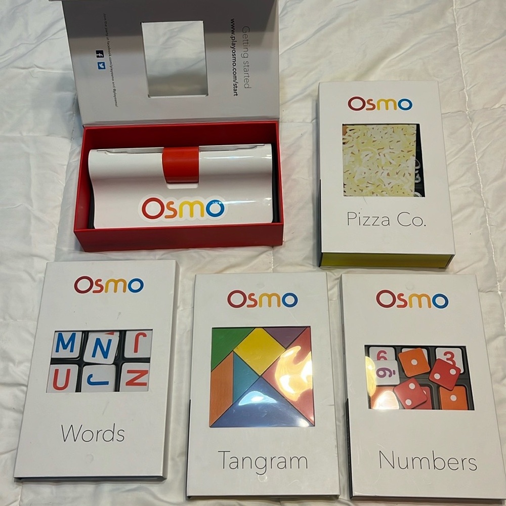 OSMO game bundle - numbers, words, tangrams, base and Pizza